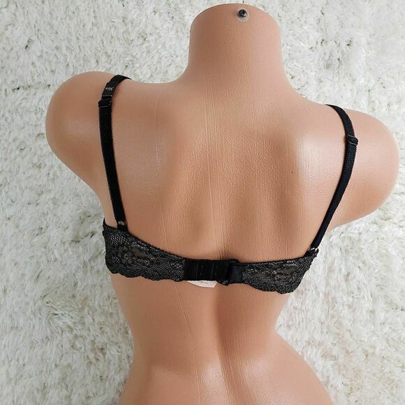 VS 36B Black Lace Mesh Unlined Demi Sexy Bra VINTAGE !!!!!!!!!!!!!!!!! - Picture 4 of 4